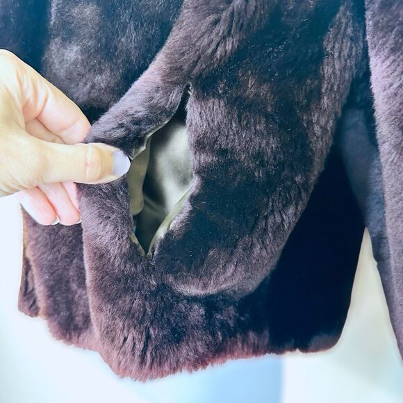 Hammel's Beaver Fur Coat Womens M Brown VTG Crop Luxury Glam Old Money Mob Wife - Picture 5 of 10